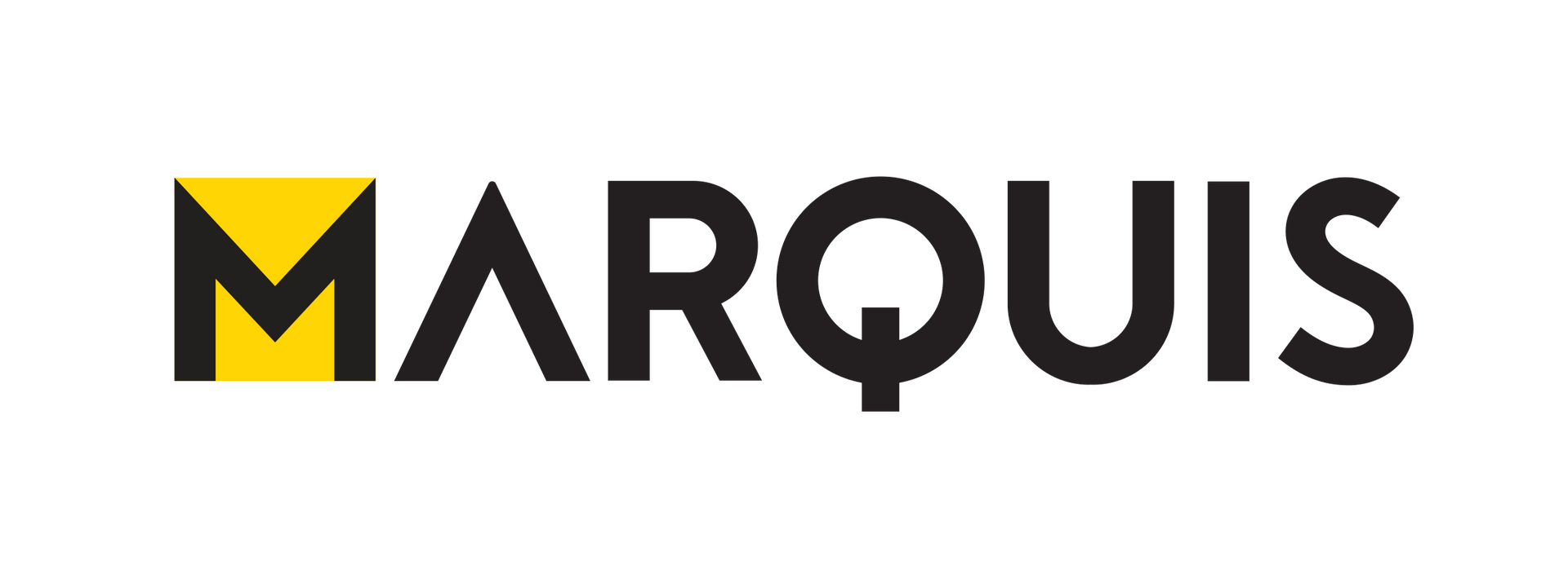 MARQUIS logo with a yellow-and-black stylized “M” icon and black wordmark