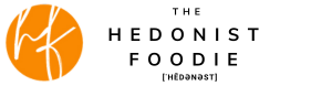 The logo for the hedonist foodie is orange and black