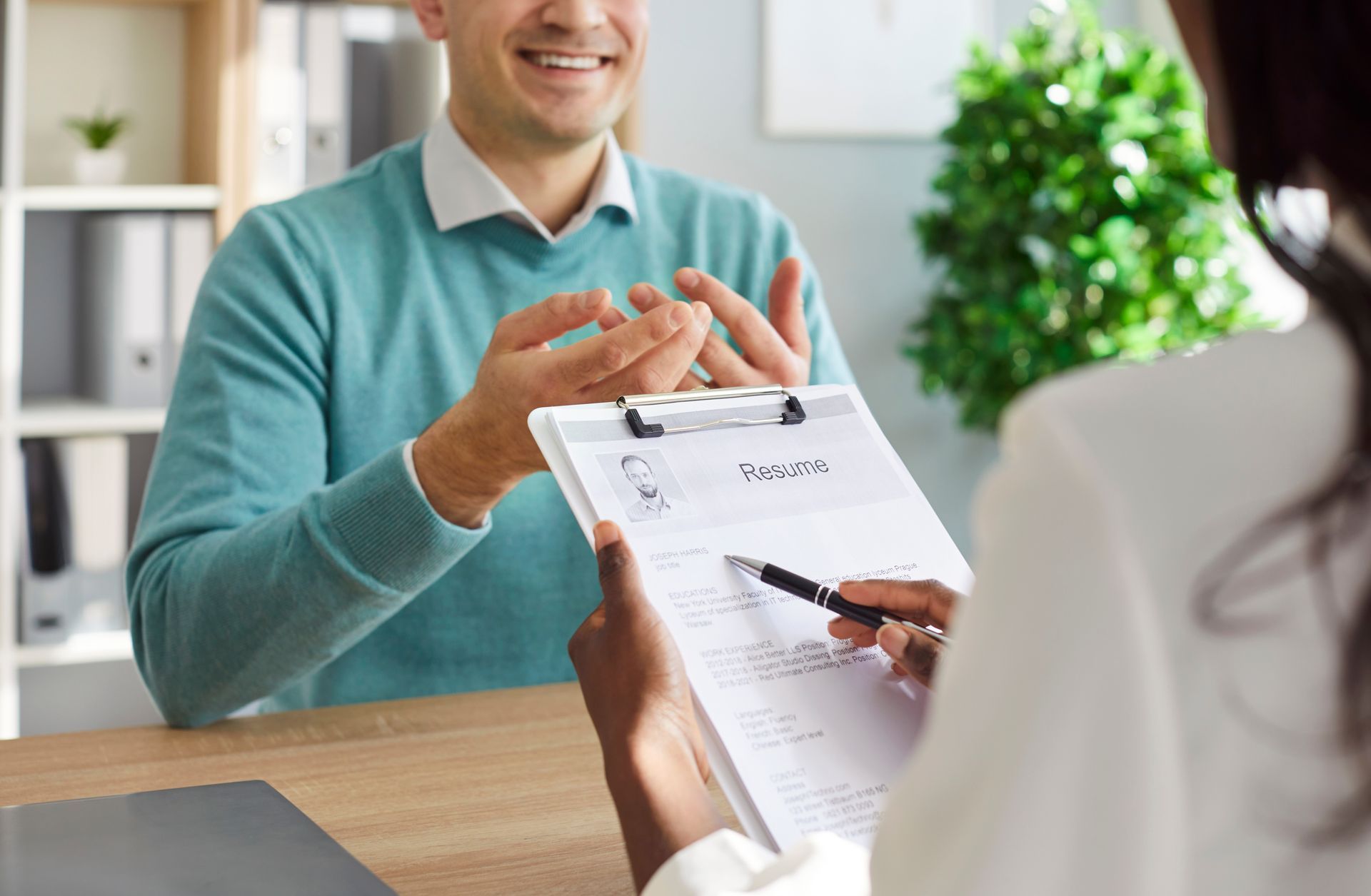 A male at  a job interview