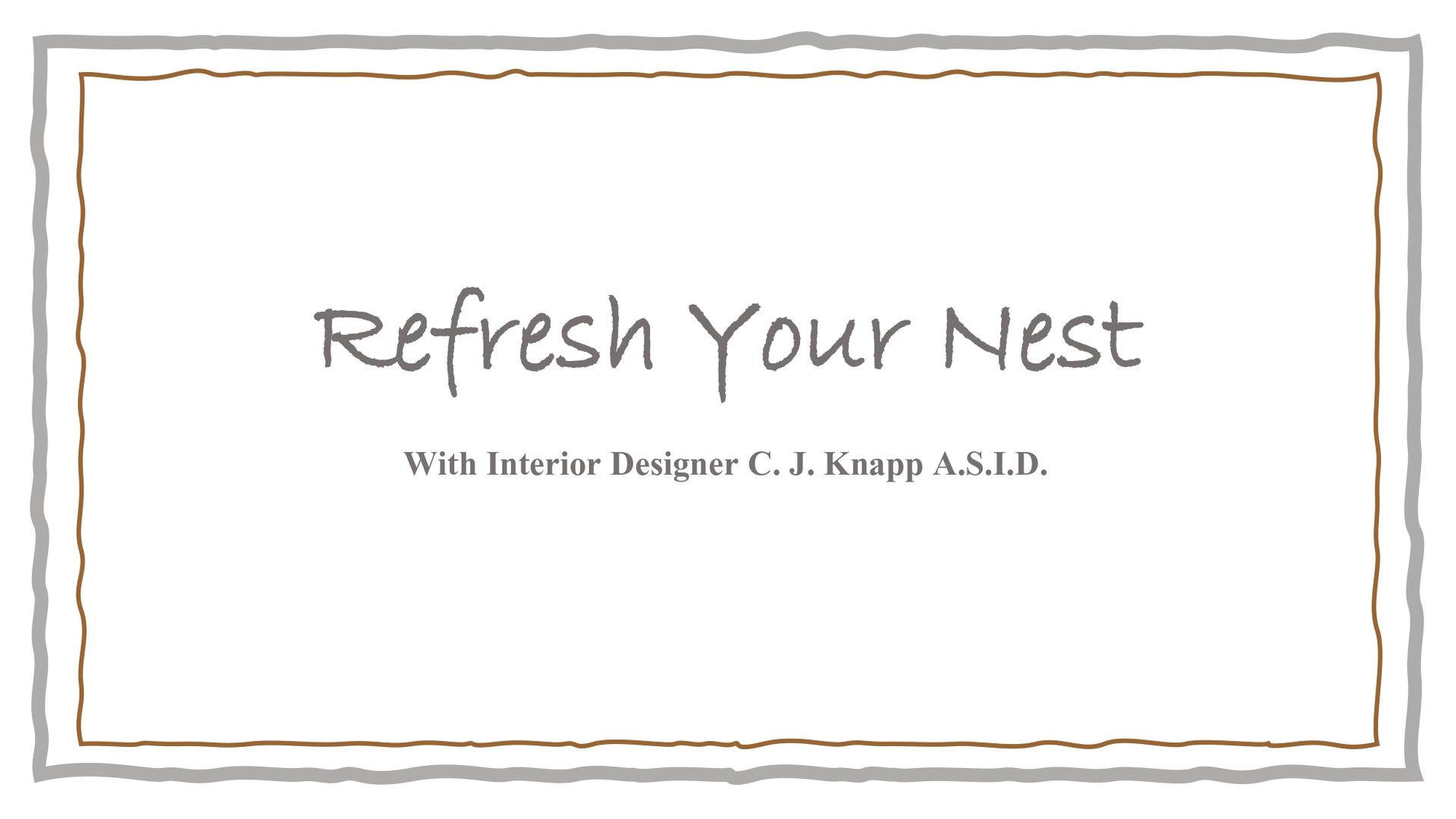 A white card with the words `` refresh your nest '' on it
