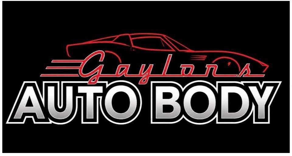 Gaylor's Auto Body logo in red and white on a black background, with a red car outline above the text