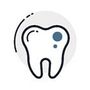 A line drawing of a tooth with holes in it.