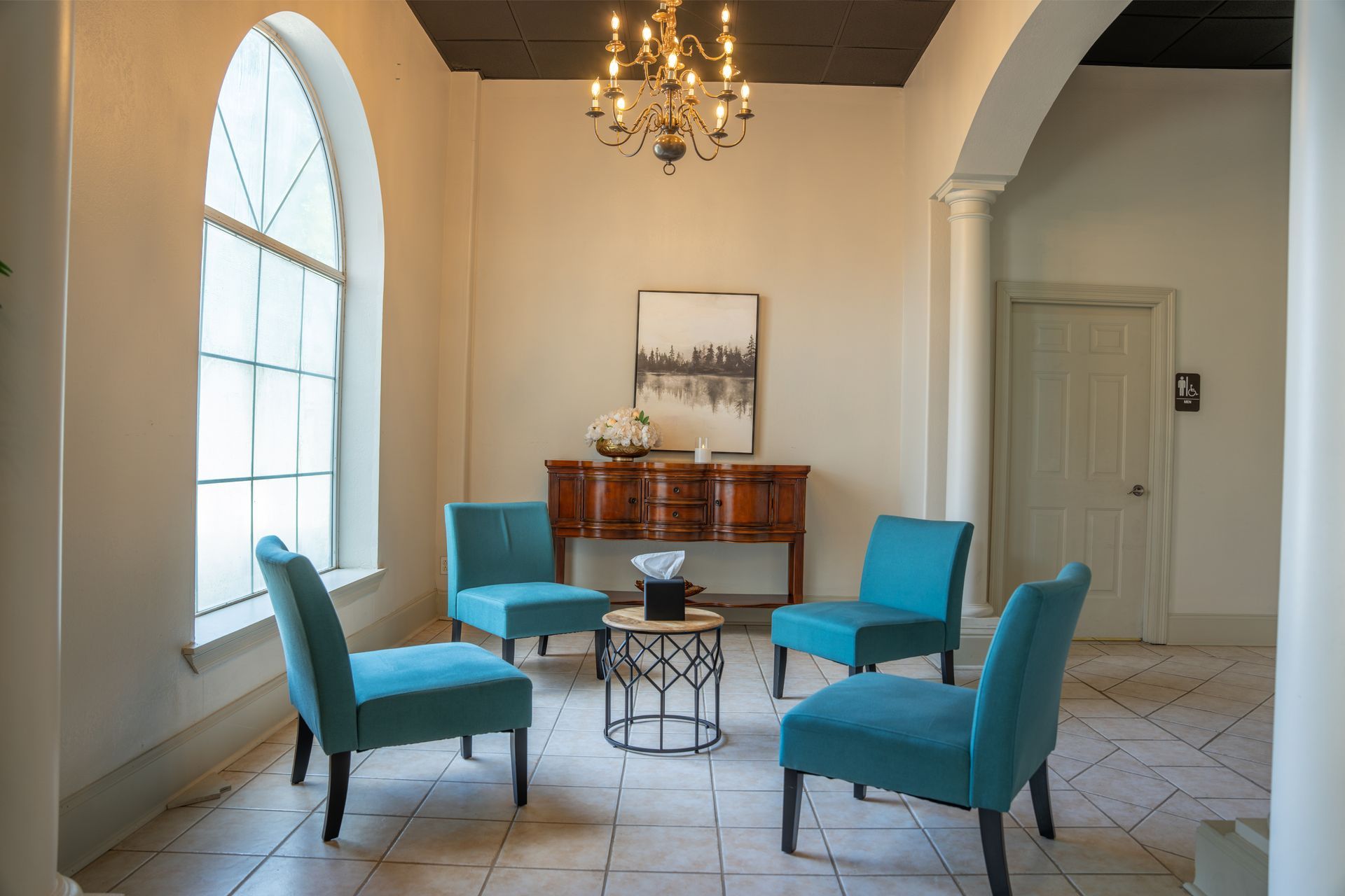Chairs set up to plan a funeral