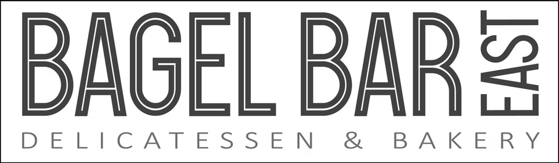A logo for a bagel bar delicatessen and bakery.