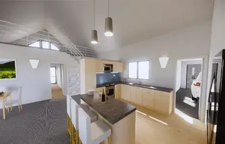 Get a 3D rendered image of what your interior could look like Farm House Build 3D Concept