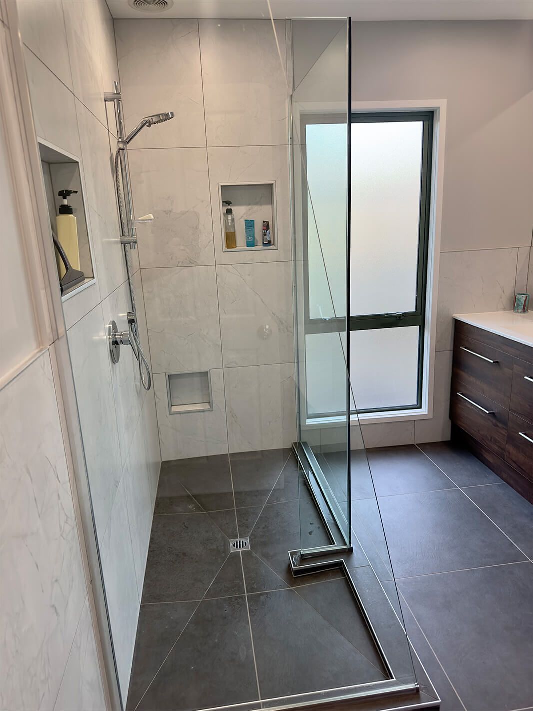 amazing new tiled shower