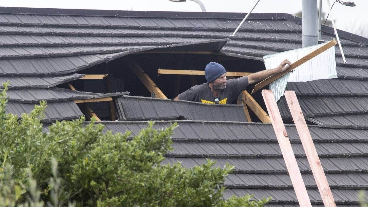 Roof damaged by hazardous weather