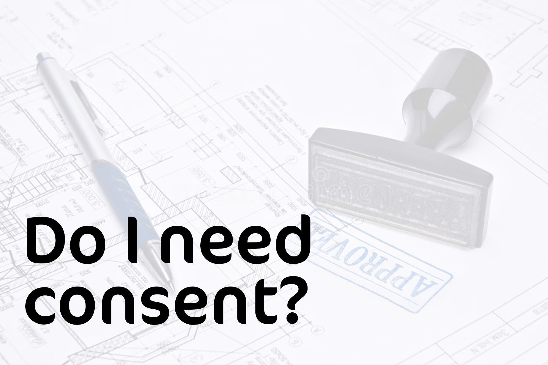A stamp and a pen are on a piece of paper with the words `` do i need consent '' written on it.