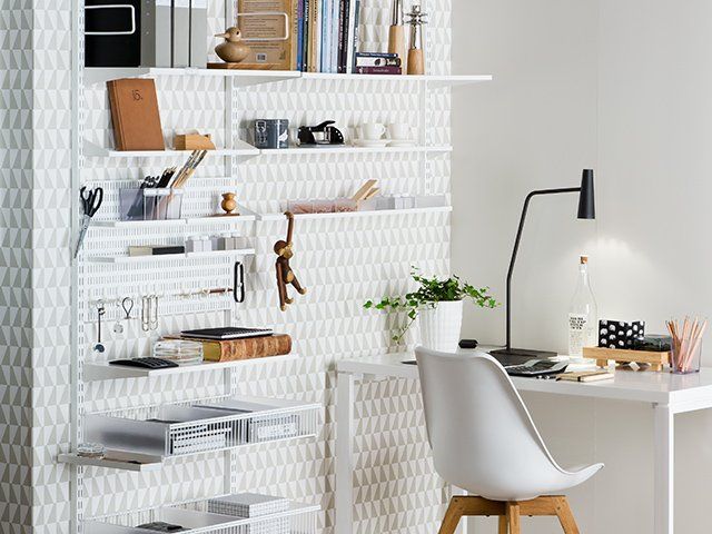 open shelving for home office storgae