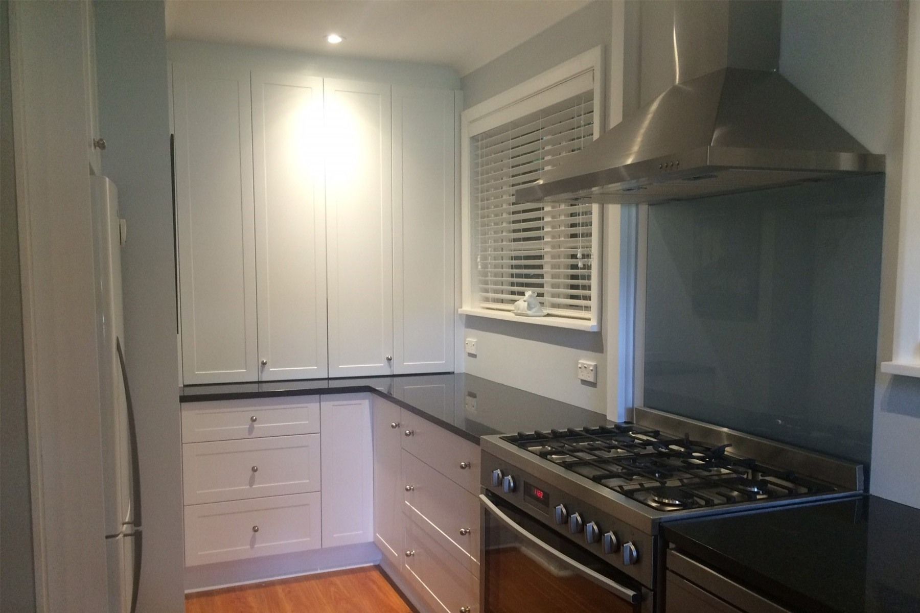 kitchen with shaker style cabinet doors