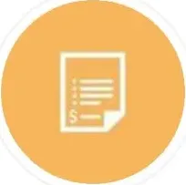 An icon of a piece of paper in a circle.