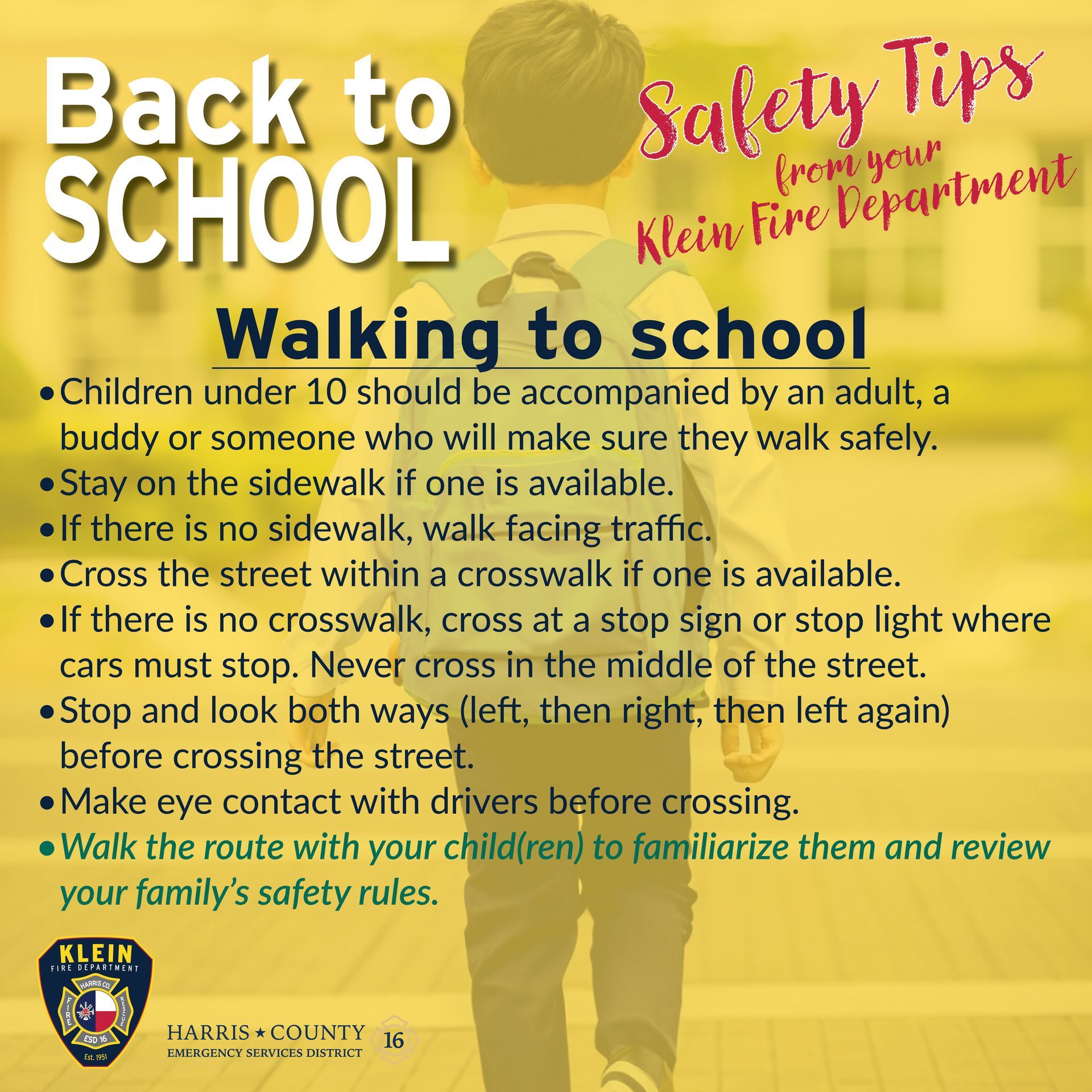 Back to school safety tips from the Klein fire department