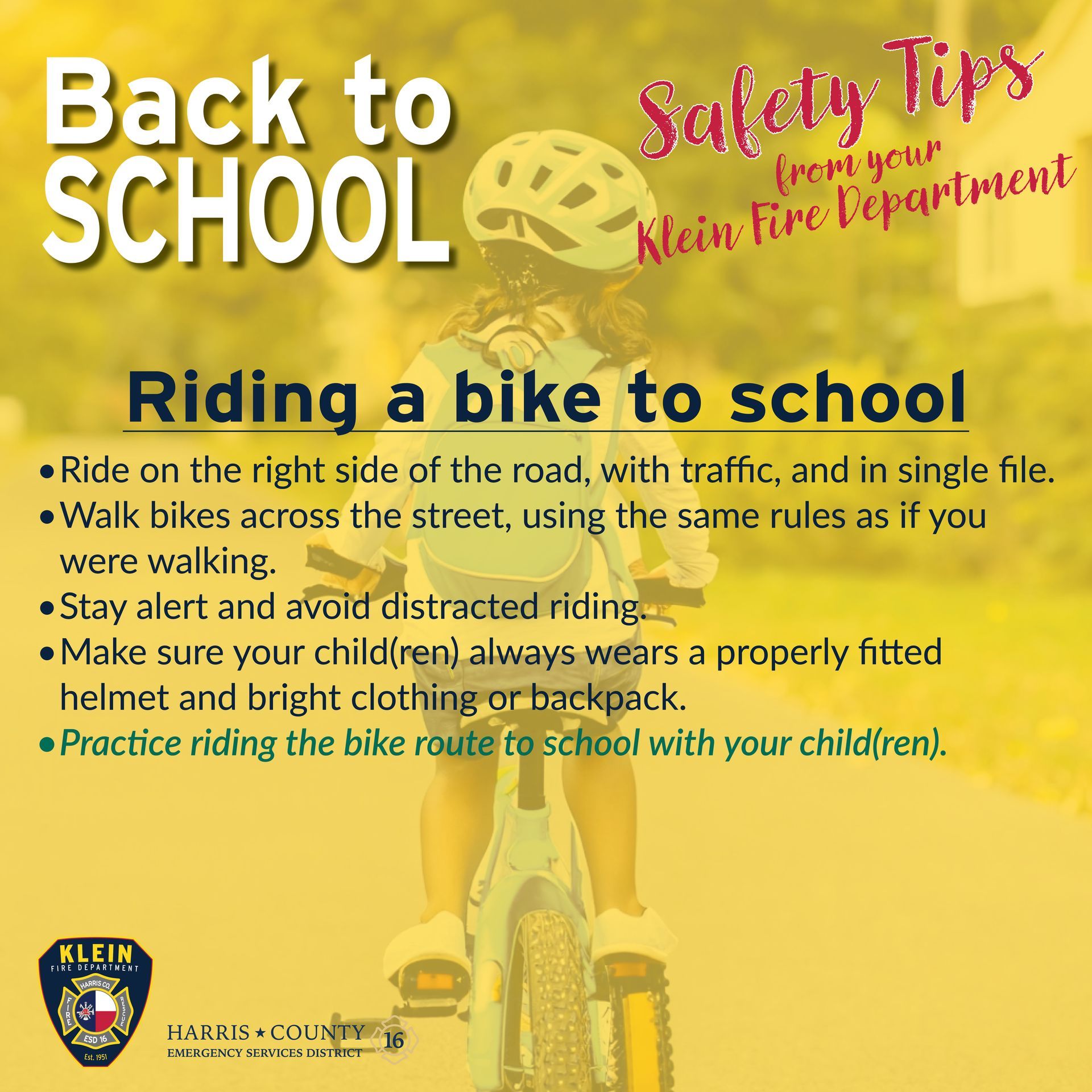Back to school safety tips for riding a bike to school