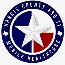 The harris county mobile healthcare logo is a texas flag with a star in the middle.