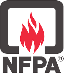The nfpa logo has a red flame in a square.