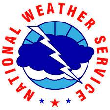 A logo for the national weather service with a cloud and lightning bolt.