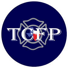 A logo for the texas firefighters association with a fire hydrant in the middle.