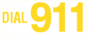 A yellow sign that says dial 911 on a white background.