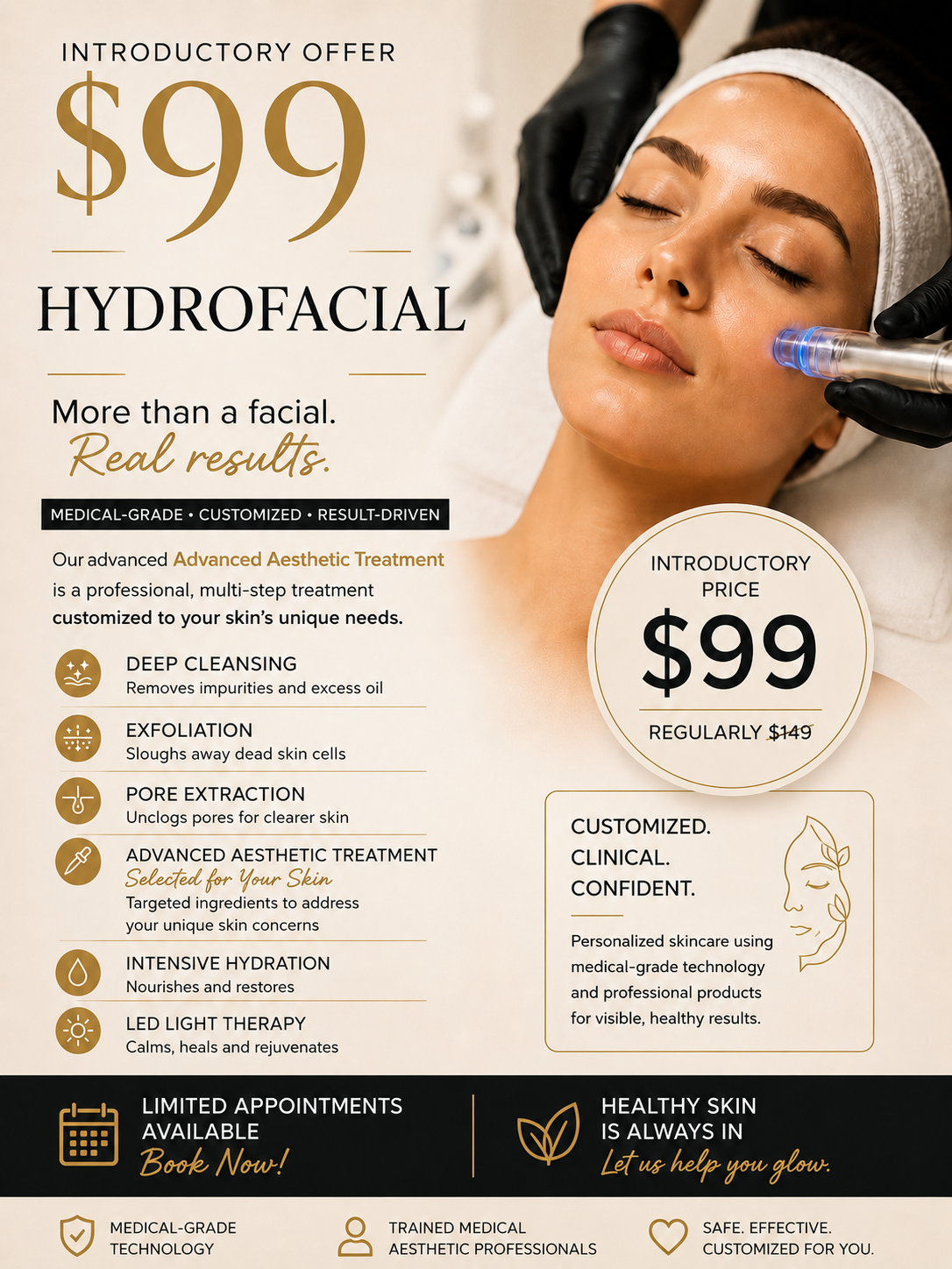 Mother’s Day special promo for PRP and PDRN face, neck, and eye treatments with floral design