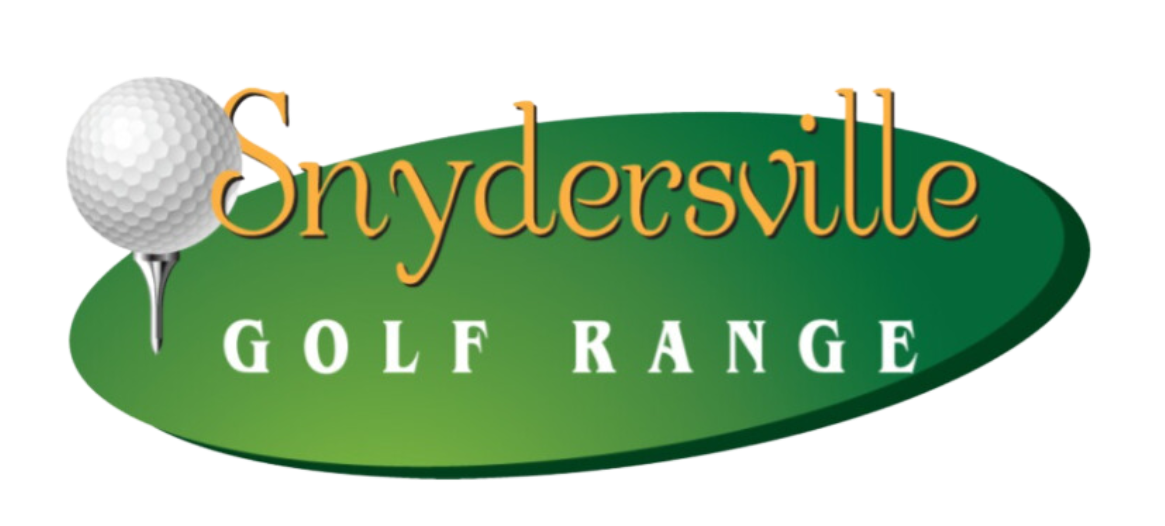 Snydersville golf range logo with a golf ball on a tee