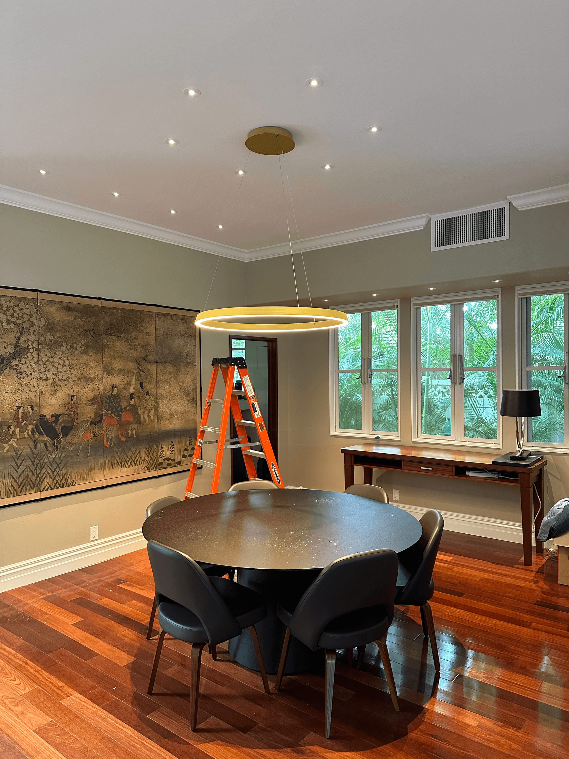 high end residential lighting fixture installation