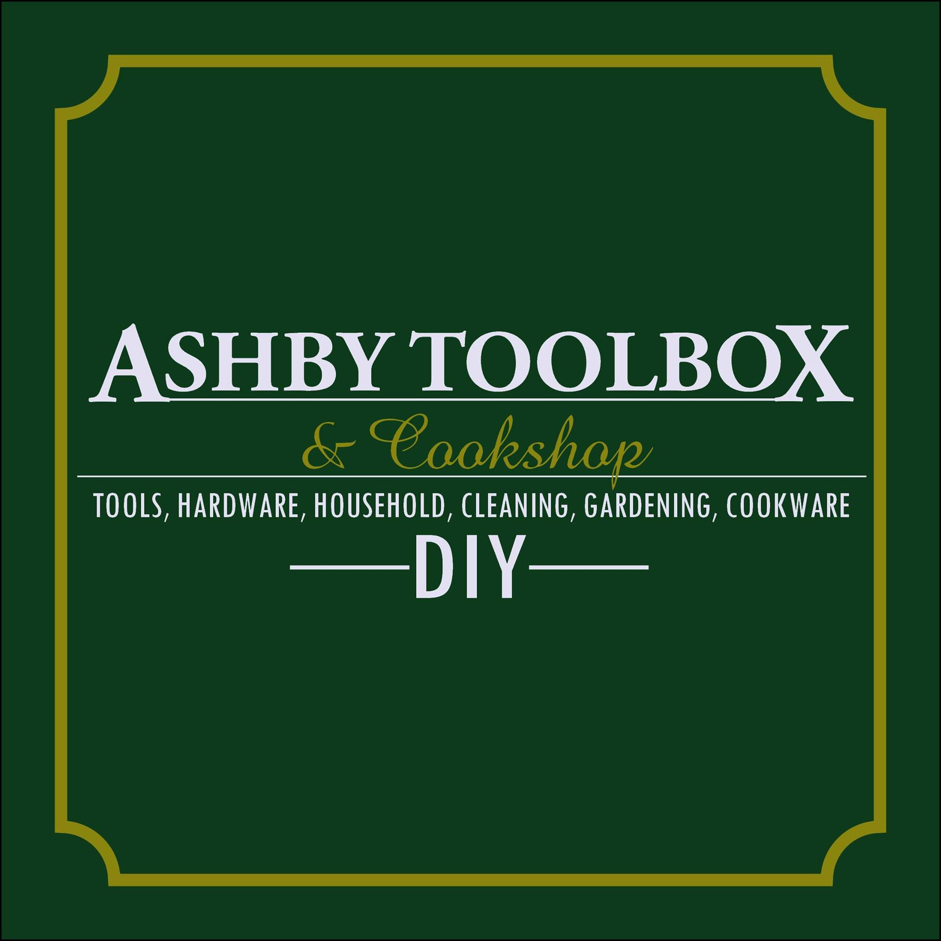 The logo for ashby toolbox and cookshop diy