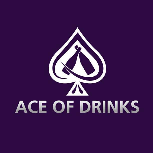 Ace of drinks logo on a purple background