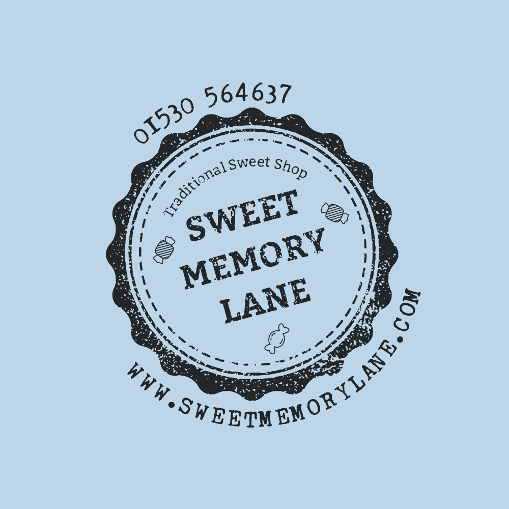 A logo for sweet memory lane traditional sweet shop