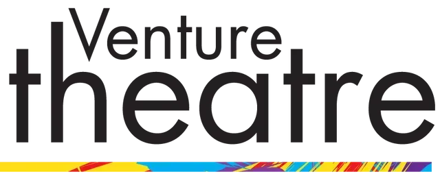 The logo for the venture theatre is black and colorful.