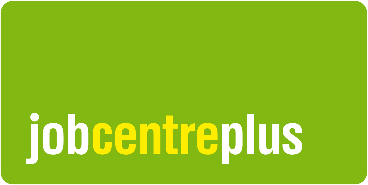 A green and yellow logo for jobcentreplus