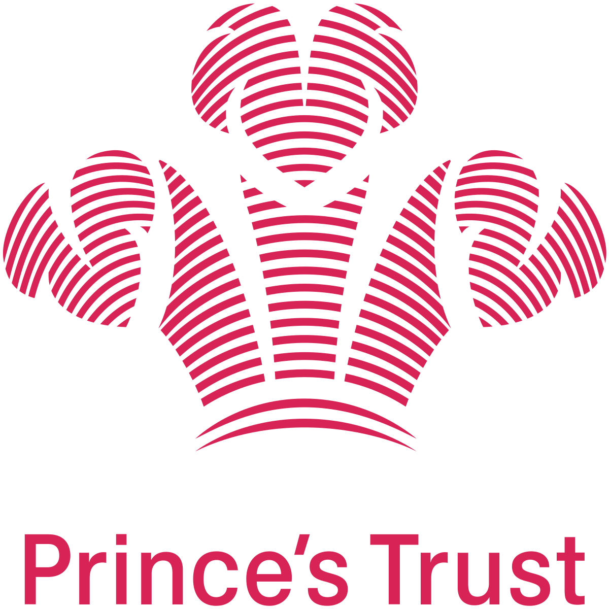 The logo for prince 's trust has a striped crown on it