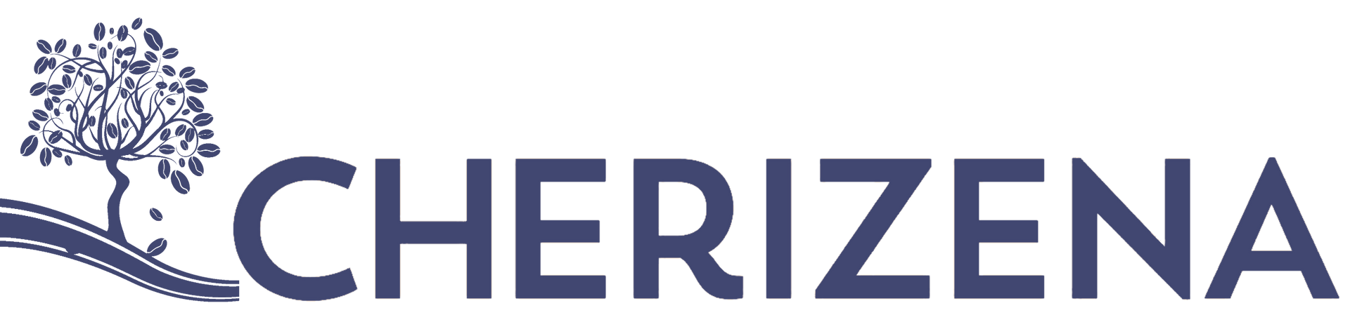 A blue logo for cherizena with a tree on it