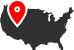 Black silhouette map of the United States with a red location pin marker in the northwest.