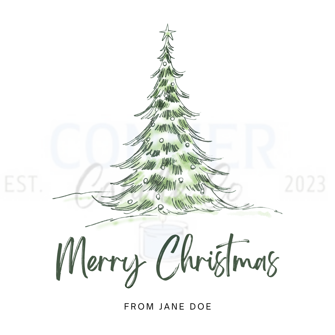 Green sketched Christmas tree with 