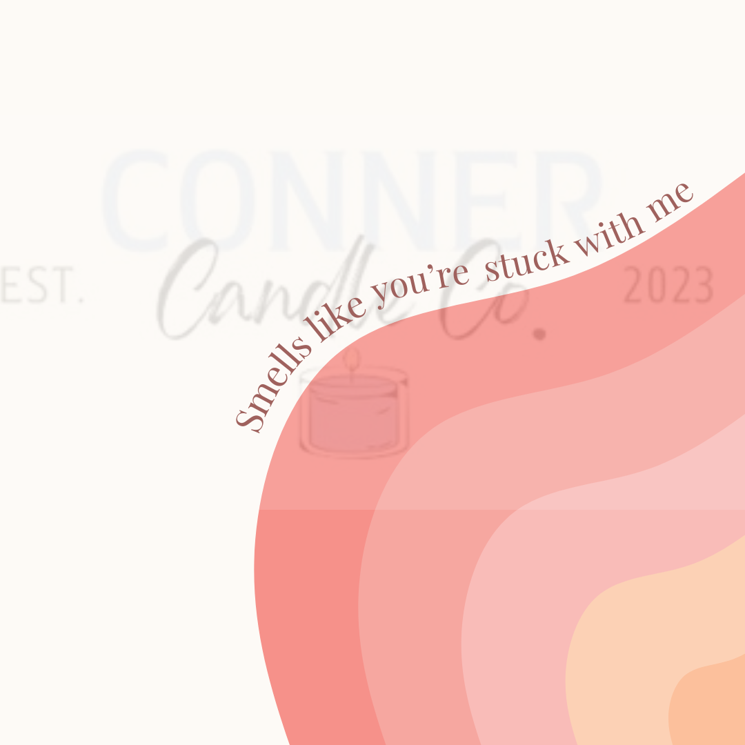 Conner Candle Co. logo with peachy color wave design and text 