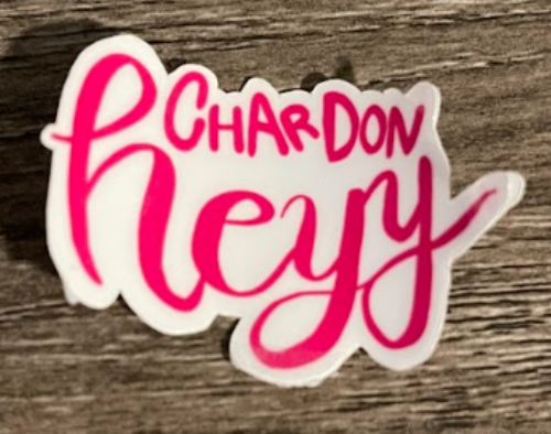 White sticker with 
