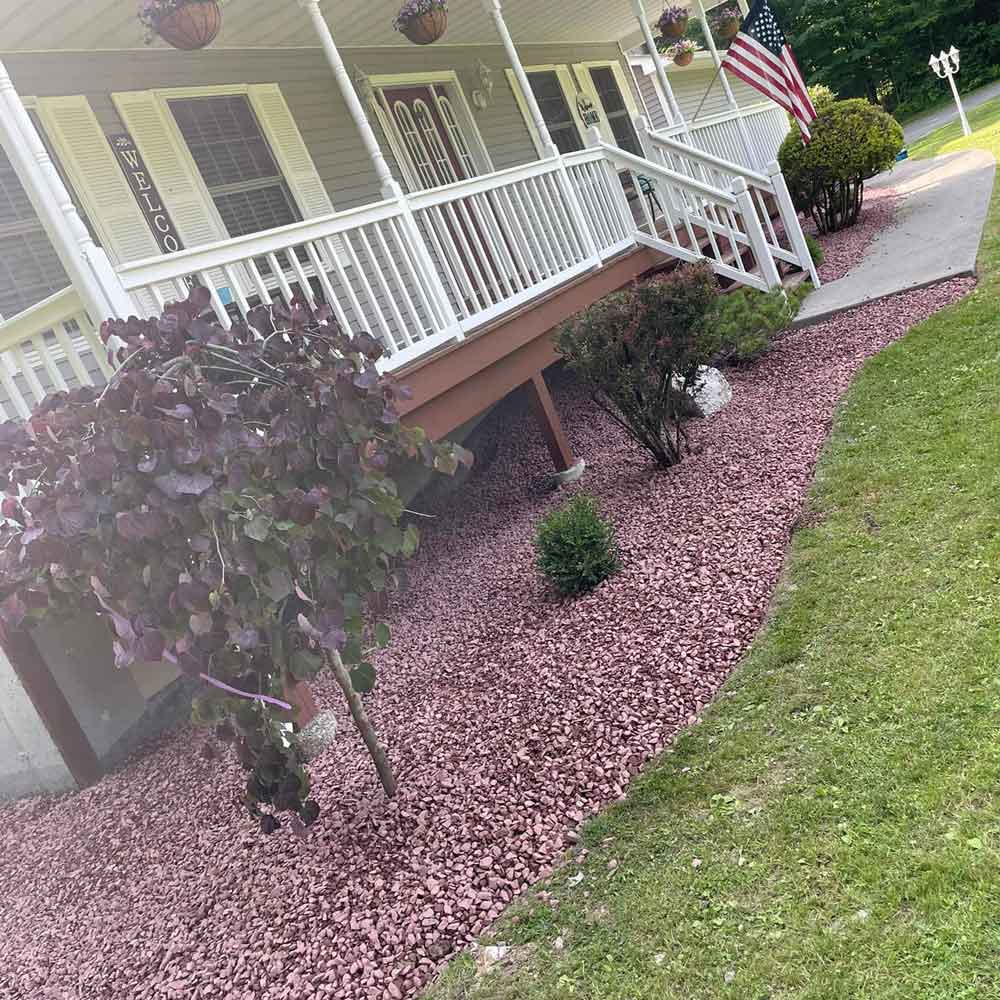 Front Yard with Mulch — Pine Bush, NY — LeRoy’s Lawn Care