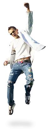 A man is jumping in the air with his arms in the air. A man is jumping in the air with his arms in the air.