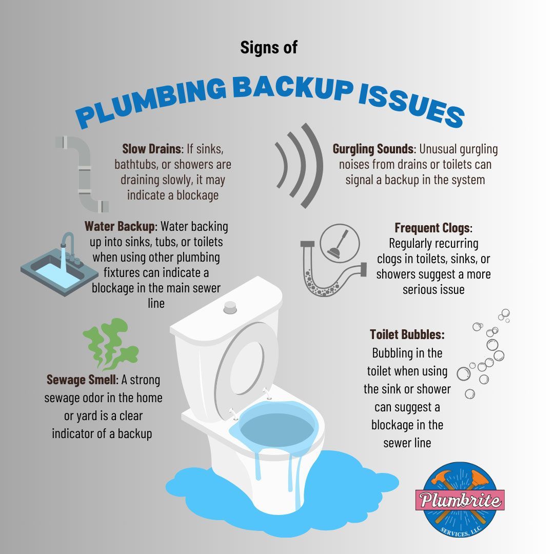 A poster showing the signs of plumbing backup issues