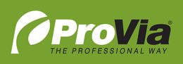 ProVia logo with white stylized leaf, black 