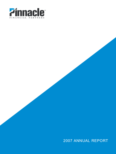 Pinnacle Financial Partners  Annual Report cover. White and blue diagonal design.