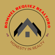 Rommel Requiez Realtor logo with house icon and &ldquo;Honesty in Realty&rdquo; on tan background