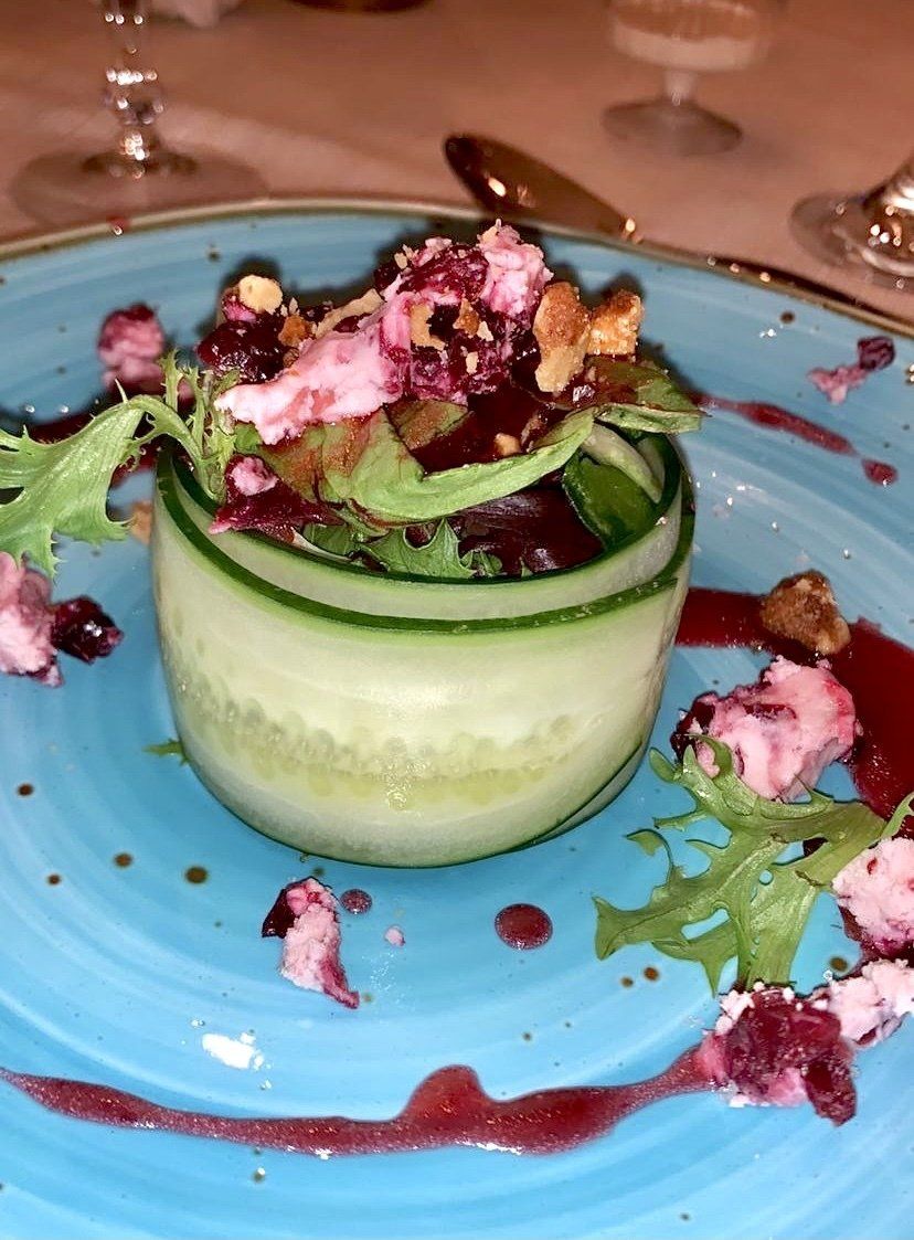 Avocado and Egg Salad served with Feta cheese and Balsamic reduction