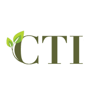 A logo for a company called cti with leaves on it.