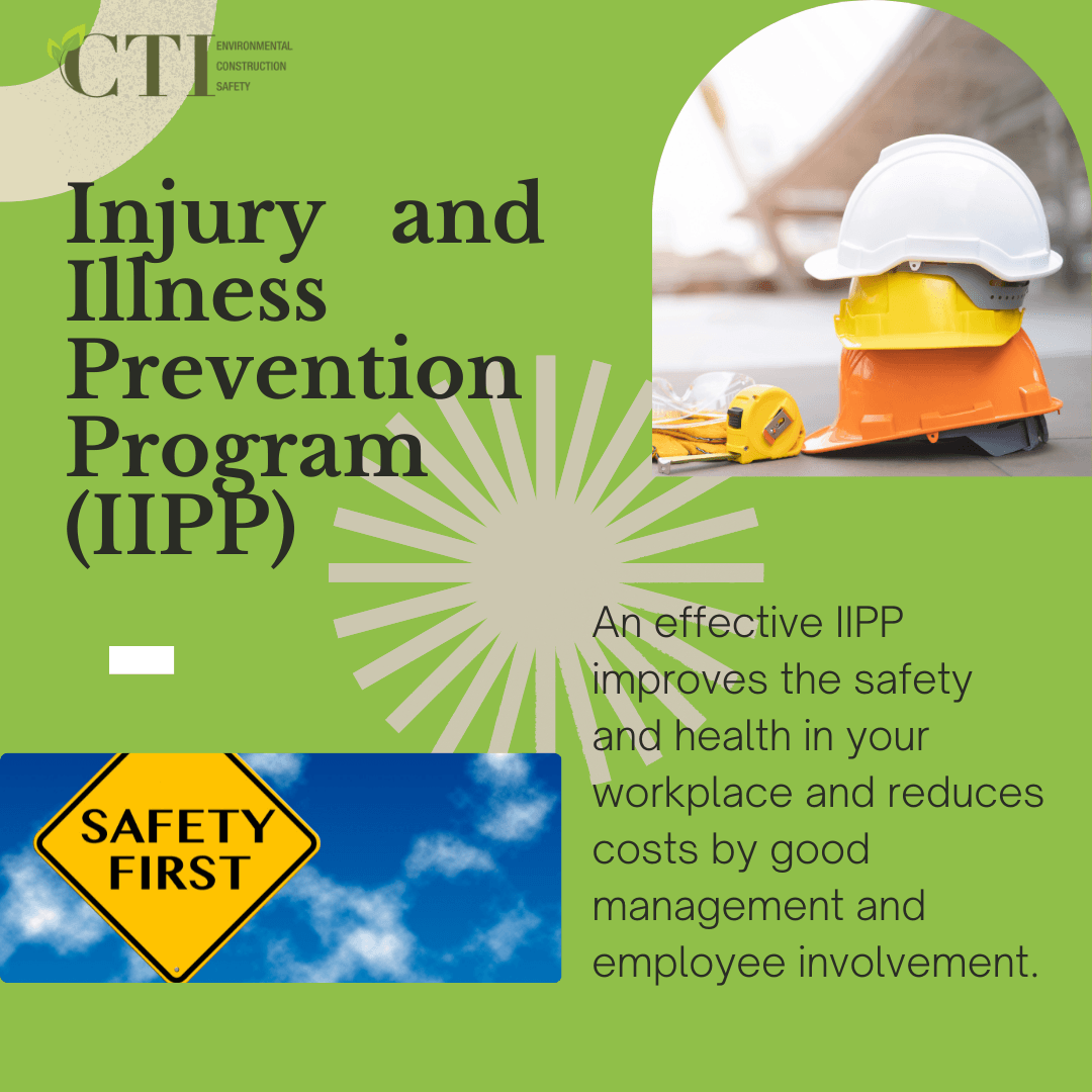 Safety poster with green background, text