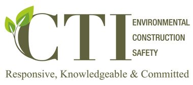 A logo for cti environmental construction safety responsive knowledgeable and committed