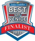 Best of Venice Finalist 2022 logo: Silver shield with red and blue accents. Includes 