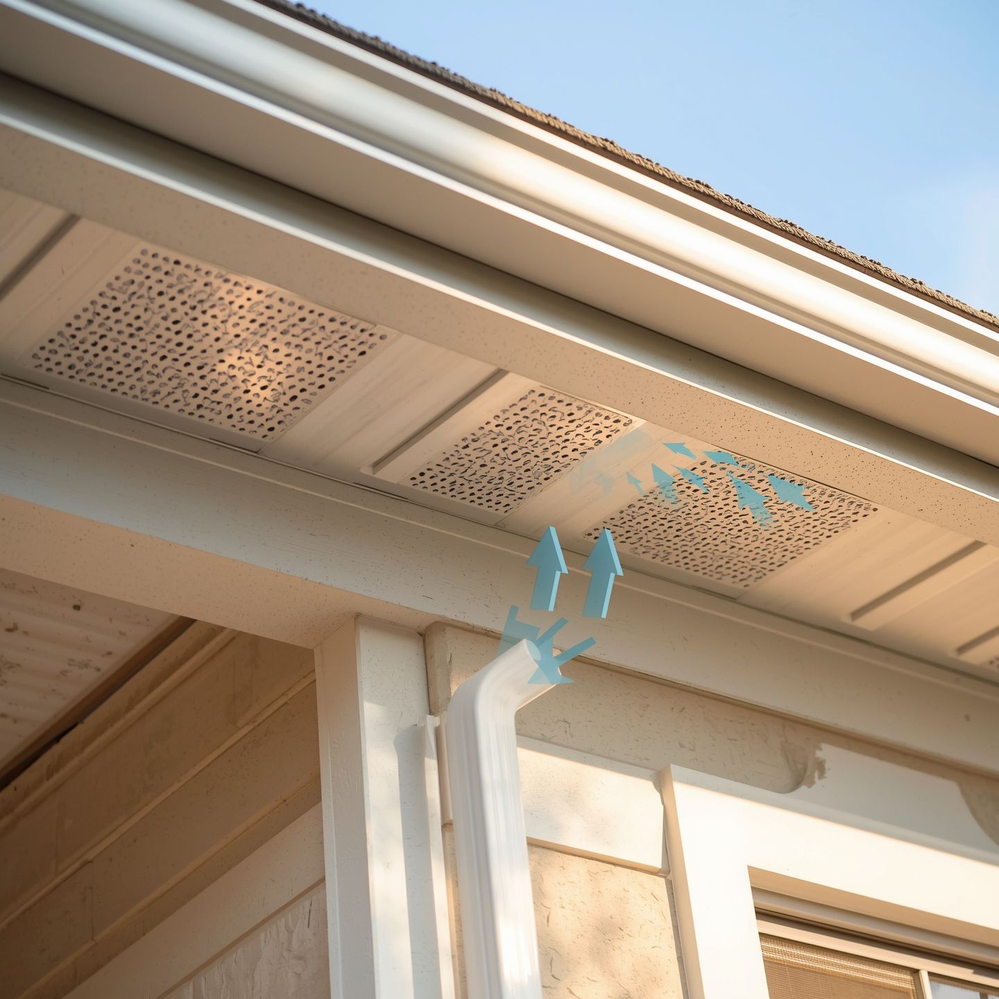 Soffit vents installed under roof eaves for better airflow and energy efficiency