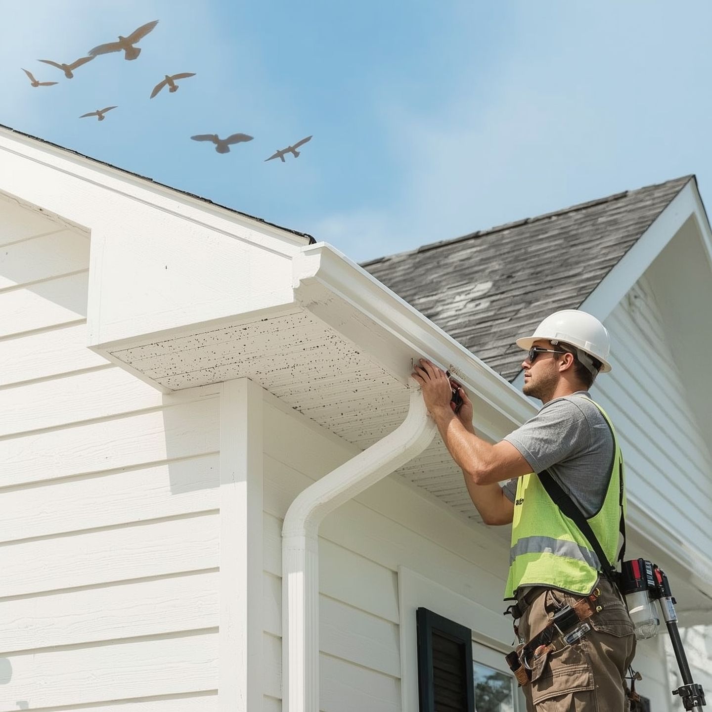 Soffit and fascia system integrated with seamless gutters Florida