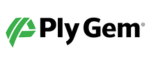 Ply Gem logo with green shape and black text.